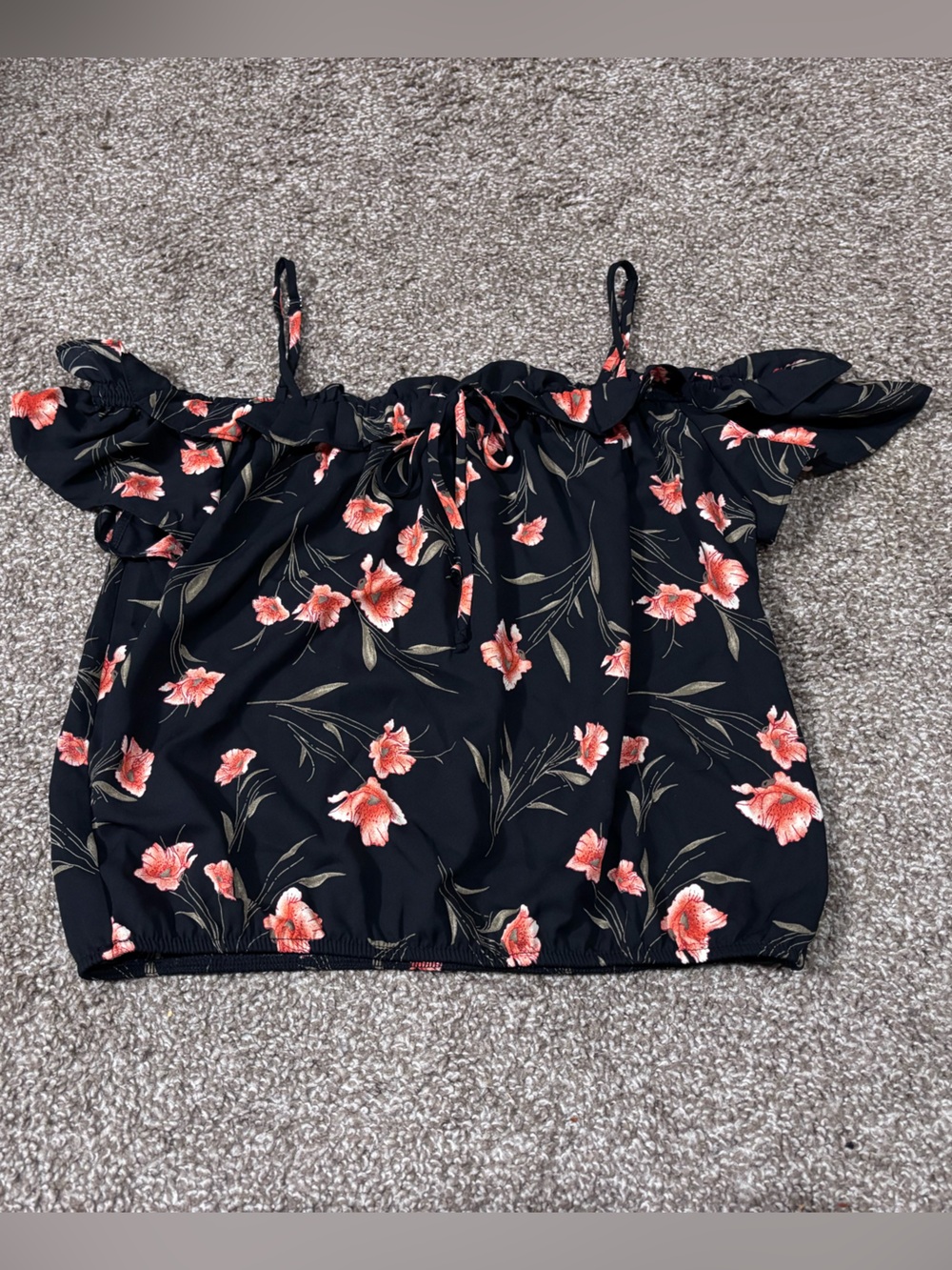 Sienna Sky Black Camisole with Coral Floral Print